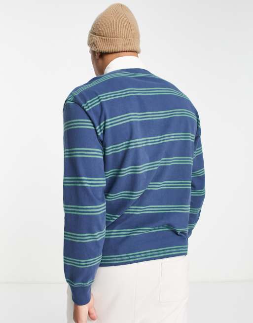Abercrombie & Fitch - Polo de rugby rayé - Bleu marine/vert, 3 de 4