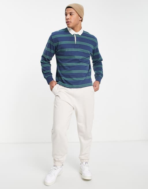 Abercrombie & Fitch - Polo de rugby rayé - Bleu marine/vert, 4 de 4