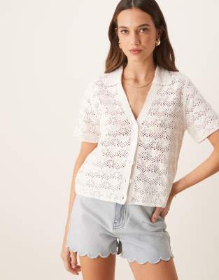Polo décontracté en tissu texturé à motif coquillages-Neutre XS