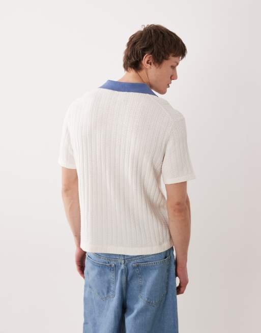 Abercrombie & Fitch - Polo en maille à col contrastant - Blanc , 5 de 5