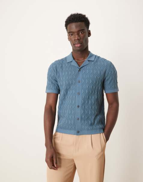 Abercrombie & Fitch - Polo in maglia blu a maniche corte con bottoni - view 1