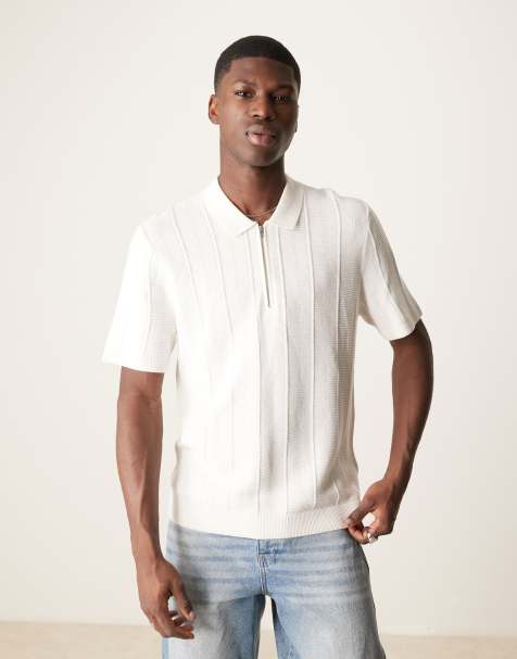 Abercrombie & Fitch - Polo in maglia crema con zip corta - view 1