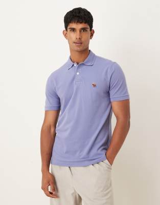 Abercrombie & Fitch - Polo manches courtes à logo sur la poitrine - Violet