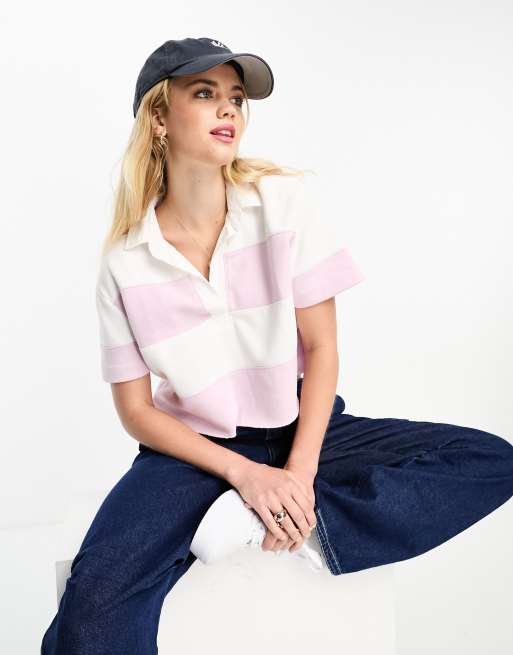 Abercrombie & Fitch - Polo rayé à manches courtes - Lilas