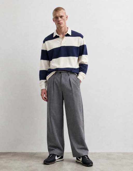Abercrombie & Fitch polo rugby a maniche lunghe a righe bianche e navy, 7 di 10