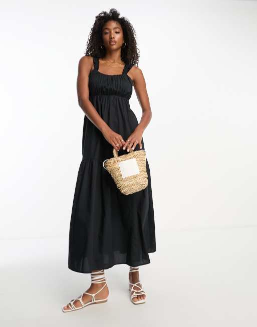 Abercrombie & Fitch poplin maxi dress in black
