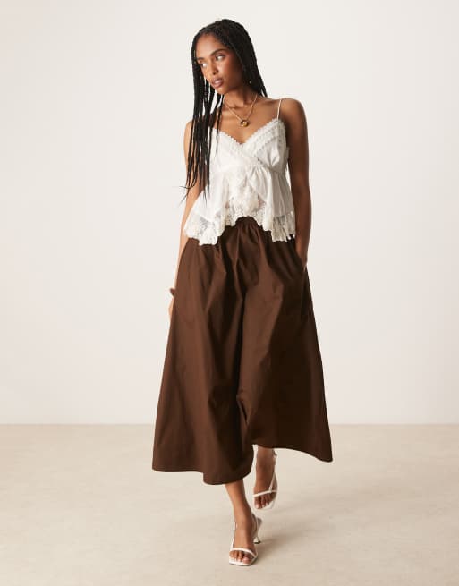Abercrombie & Fitch premium babydoll embroidered top in white | ASOS