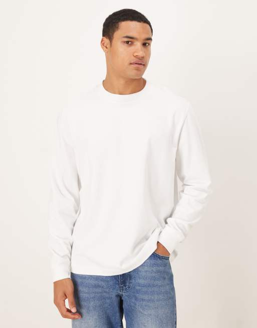 Abercrombie & Fitch Premium – Biały gruby T-shirt z długimi rękawami