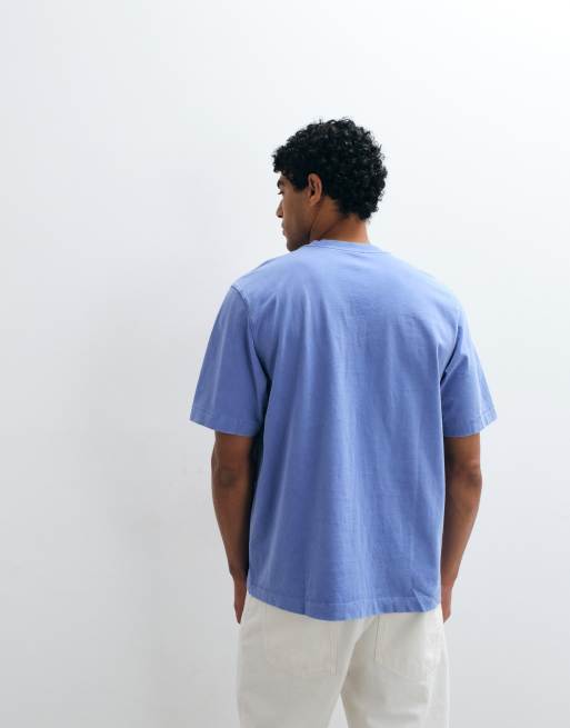 Abercrombie & Fitch – Premium – Blekblå, kraftig t-shirt, 5 av 5
