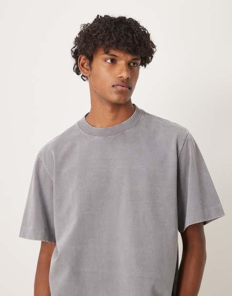 Abercrombie & Fitch - Premium cropped T-shirt in grijze wassing - view 1