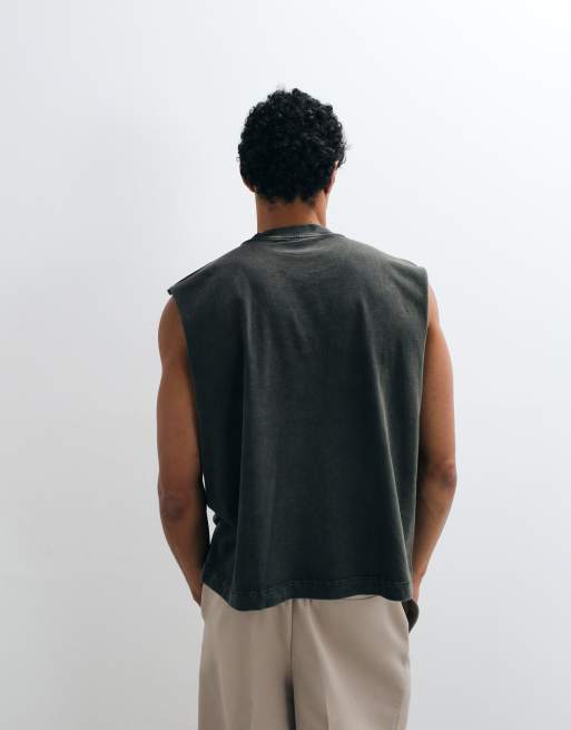 Abercrombie & Fitch - Premium - Forvasket sort kraftig tanktop, 5 af 5