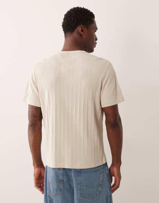 Abercrombie & Fitch - Premium - Geribbeld T-shirt in beige, 3 van 5