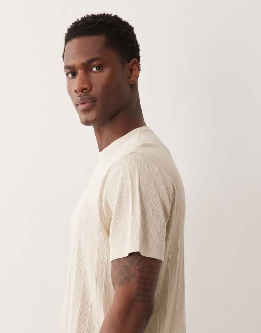 Abercrombie & Fitch - Premium - Geribbeld T-shirt in beige, 4 van 5