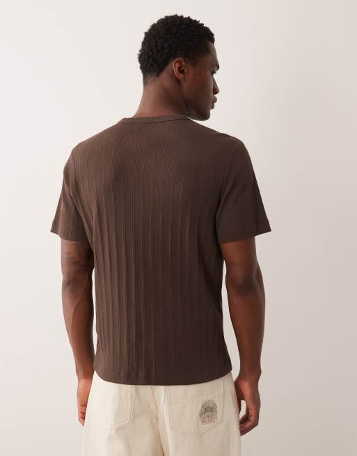 Abercrombie & Fitch - Premium - Geribbeld T-shirt in bruin, 3 van 5