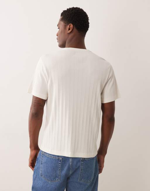 Abercrombie & Fitch - Premium - Geribbeld T-shirt met logo in wit, 3 van 5