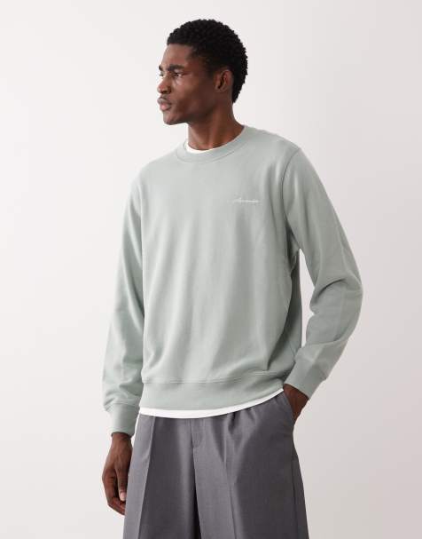 Abercrombie & Fitch - Premium - Grøn forvasket sweatshirt med tekstlogo - view 1
