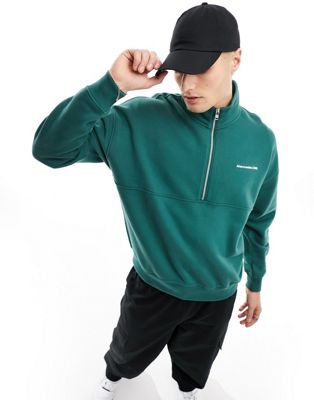 Abercrombie & Fitch premium half zip sweatshirt in green