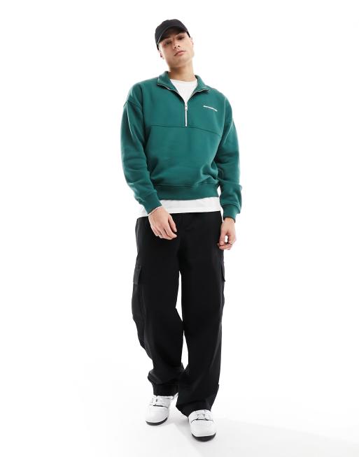 Abercrombie & Fitch premium half zip sweatshirt in green | ASOS