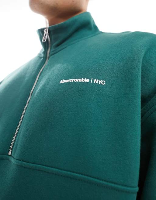 廃盤新品未使用Abercrombie & Fitch GREEN Abercrombie & Fitch premium half zip sweatshirt in green | ASOS