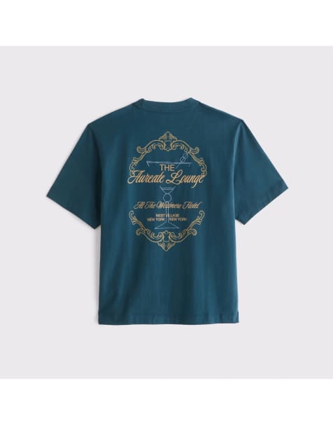 Abercrombie & Fitch Premium heavyweight 2.0 tee in navy teal - view 1