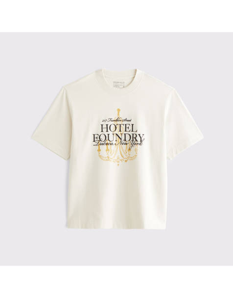 Abercrombie & Fitch Premium heavyweight 2.0 tee in warm beige - view 1