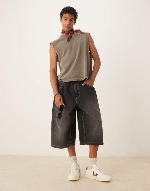 Abercrombie & Fitch premium heavyweight cropped tank top in washed green