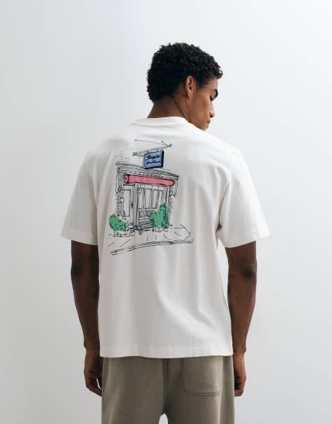 Abercrombie & Fitch premium heavyweight t-shirt with graphic in white - view 1