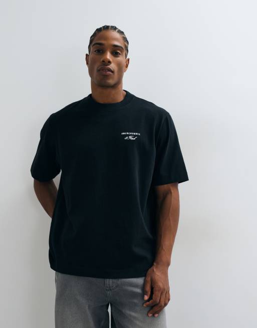 Abercrombie & Fitch premium heavyweight t-shirt with script logo in black, 3 of 5
