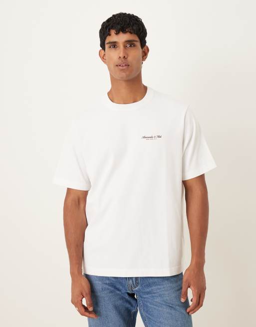 Abercrombie & Fitch - Premium - Hvid og kortærmet T-shirt med logo på brystet