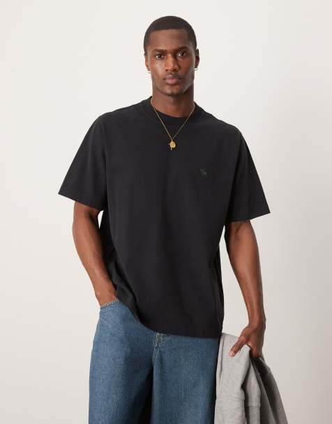 Abercrombie & Fitch premium icon logo short sleeve t-shirt in black