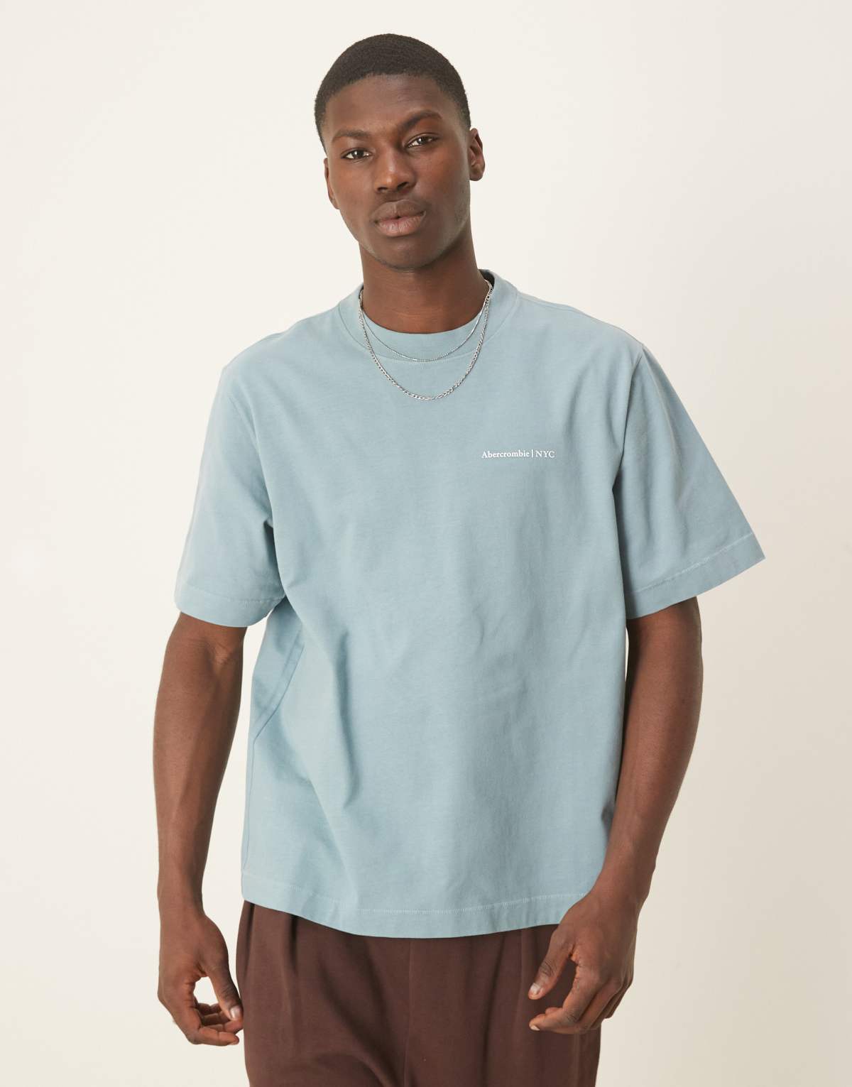 Abercrombie & Fitch premium logo t-shirt in blue