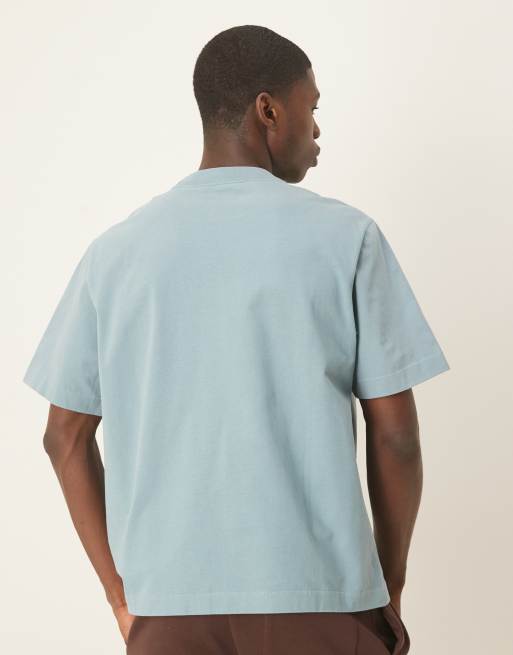 Abercrombie & Fitch premium logo T-shirt in blue, 4 of 4