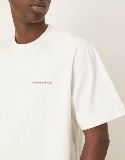 Abercrombie & Fitch premium logo T-shirt in white, 2 of 4