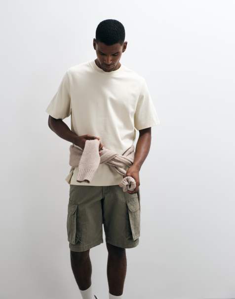 Abercrombie & Fitch – Premium – Naturvit t-shirt i kraftigt material med korta ärmar - view 1