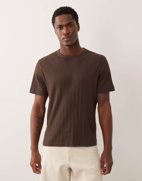 Abercrombie & Fitch premium ribbed t-shirt in brown