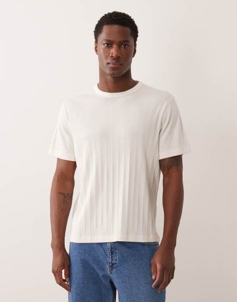 Abercrombie & Fitch premium ribbed t-shirt in white