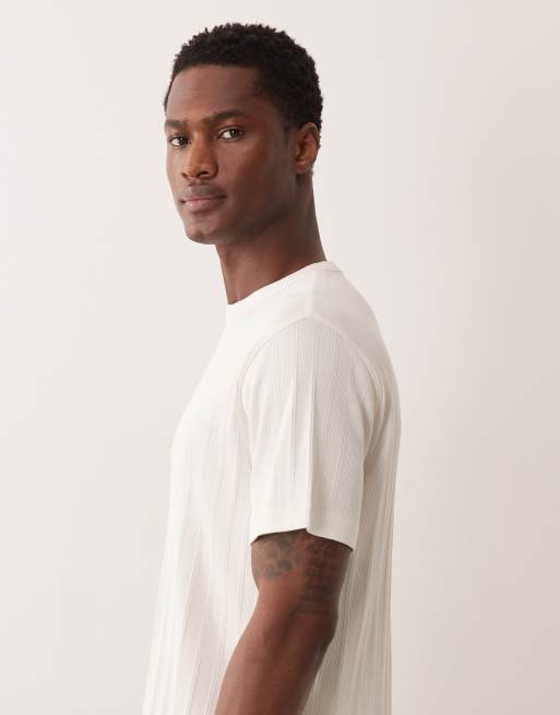 Abercrombie & Fitch premium ribbed t-shirt in white, 4 of 5