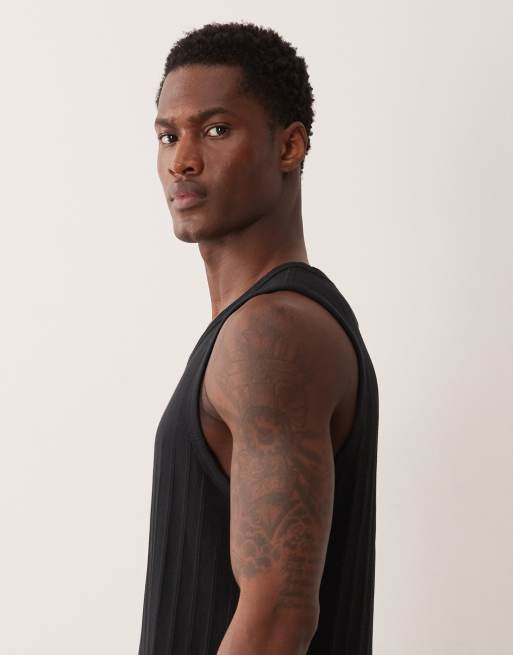 Abercrombie & Fitch premium ribbed tank top in black, 4 of 5