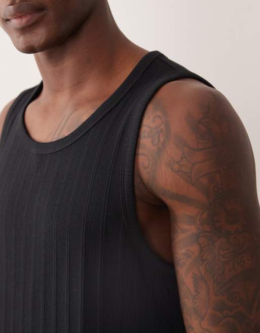 Abercrombie & Fitch premium ribbed tank top in black, 5 of 5