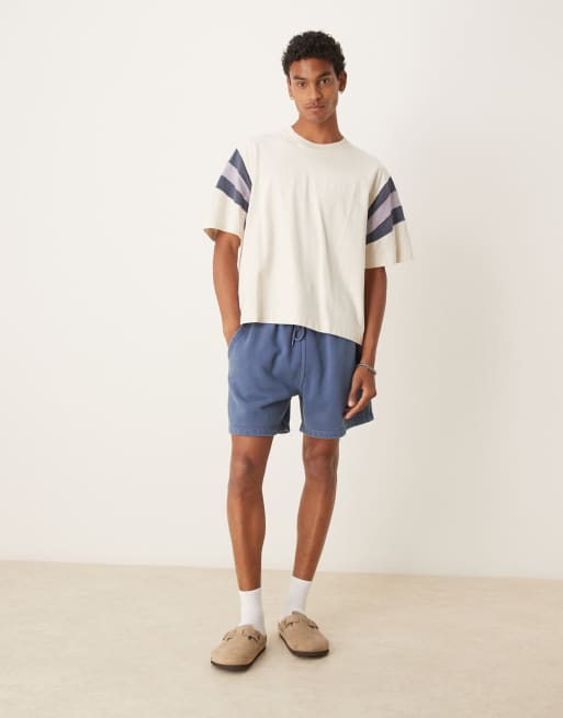 Abercrombie & Fitch premium short sleeve contrast stripe football t-shirt in white