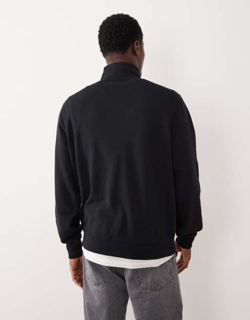 Abercrombie & Fitch - Premium - Sort sweatshirt med kvart lynlås og tekstlogo, 3 af 5