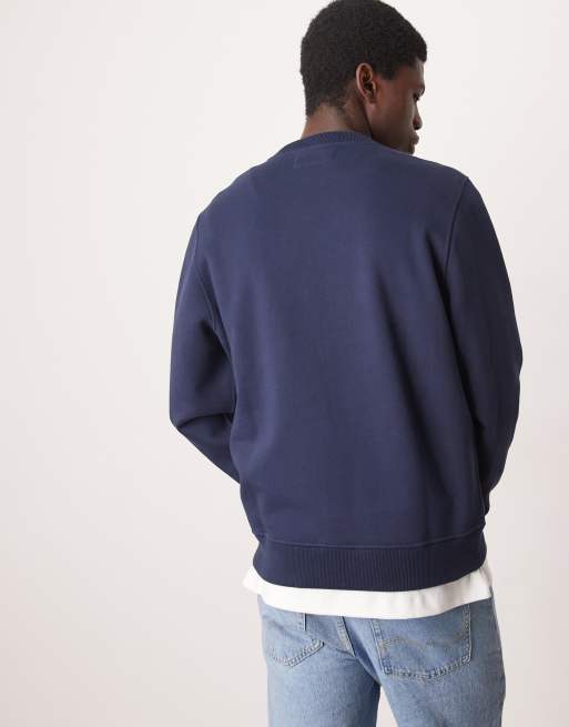 Abercrombie & Fitch premium sweatshirt in navy blue with puff icon logo, 3 of 4