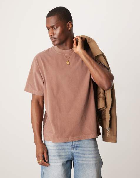 Abercrombie & Fitch premium t-shirt in washed brown - view 1