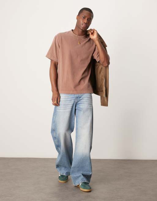 Abercrombie & Fitch premium T-shirt in washed brown