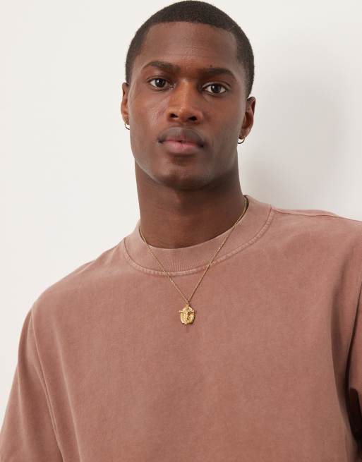 Abercrombie & Fitch premium T-shirt in washed brown