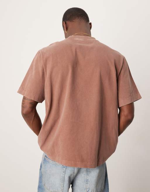 Abercrombie & Fitch premium T-shirt in washed brown