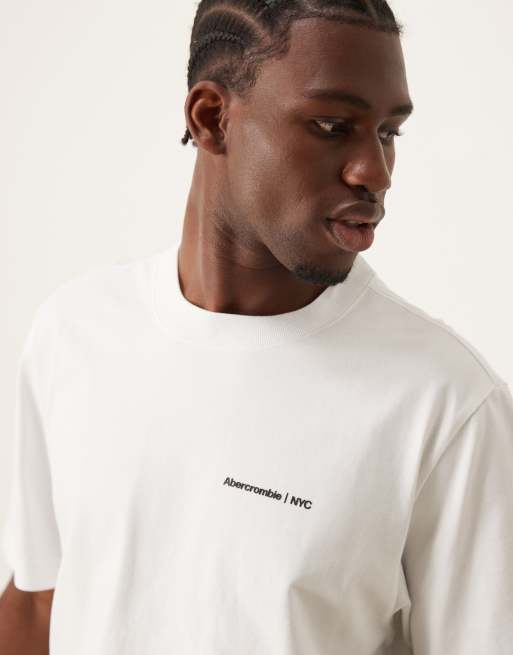 Abercrombie & Fitch - Premium - T-shirt oversize avec logo intemporel floqué - Blanc