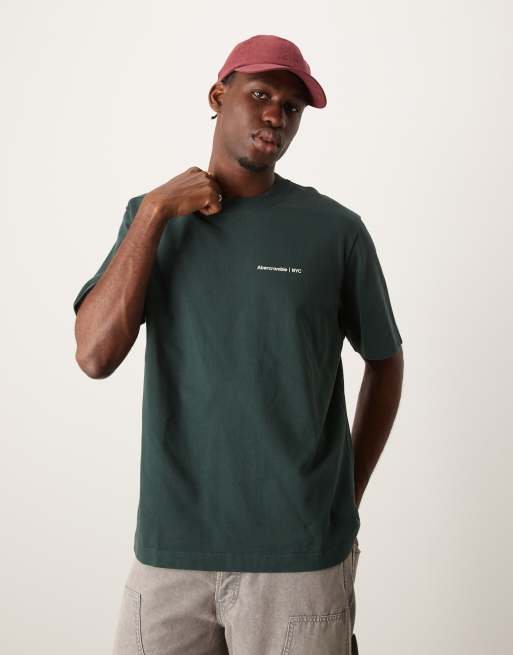 Abercrombie & Fitch - Premium - T-shirt oversize avec logo intemporel floqué - Vert foncé