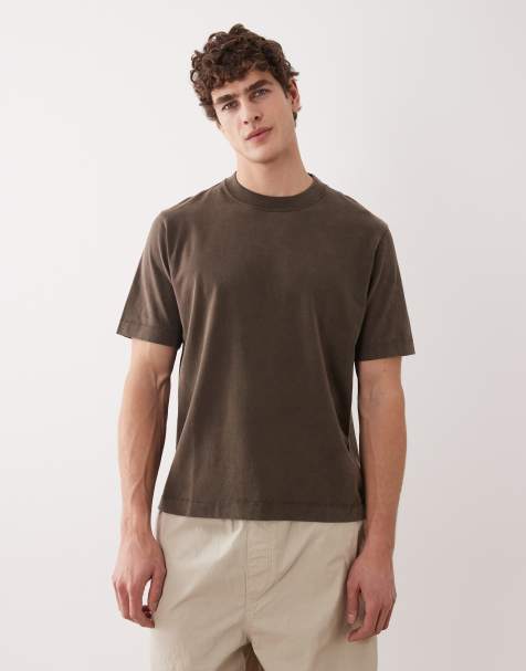 Abercrombie & Fitch - Premium T-shirt van zware stof in gewassen bruin - view 1