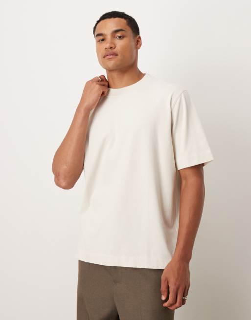 Abercrombie & Fitch - Premium T-shirt van zware stof met korte mouwen in beige